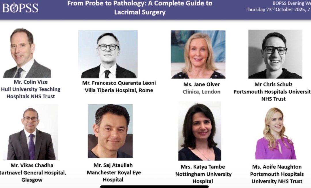 Mr Chadha presents on lacrimal sac tumours at BOPSS webinar